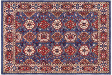 handmade Transitional Kafkaz Chobi Ziegler Blue Ivory Hand Knotted RECTANGLE 100% WOOL area rug 8 x 10